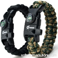 ODOLAND Paracord Bracelet Emergency Survival Cord 2-Peak Series Gear Kit w/ Compass Fire Starter Knife Whistle   567213559